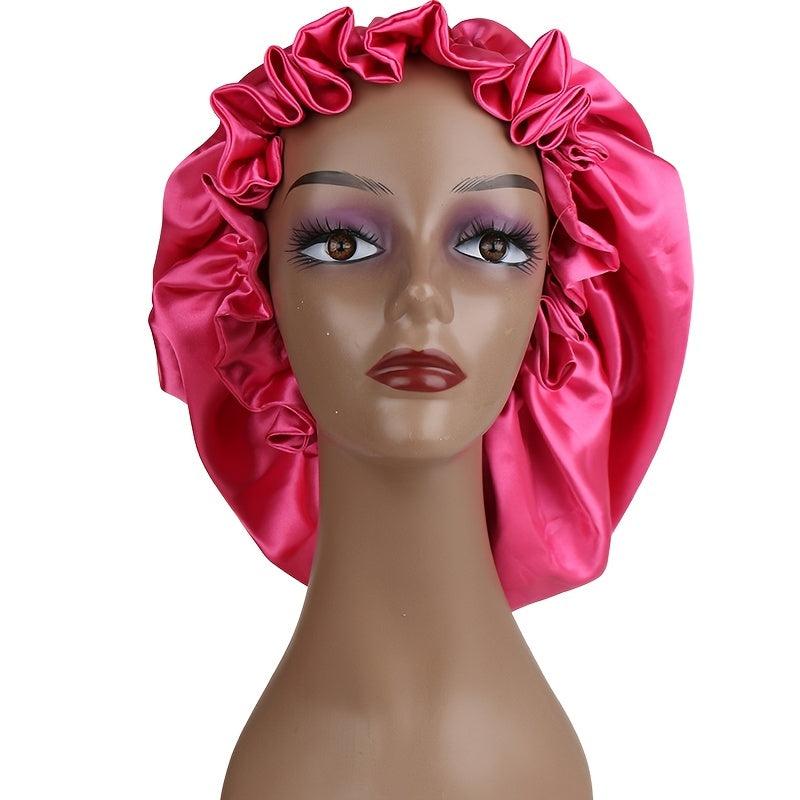 Double Layer Silk Satin Bonnet for Women Large Size Sleep Cap