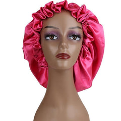 Double Layer Silk Satin Bonnet for Women Large Size Sleep Cap