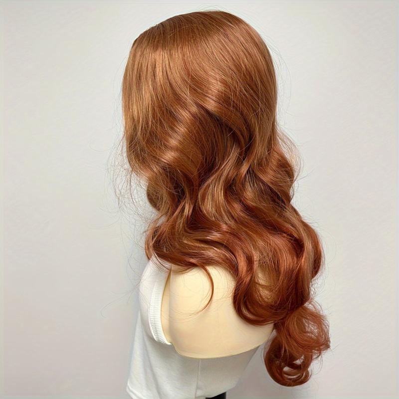 Orange Long Wavy Wig Synthetic Anime Cosplay Halloween Party Wig