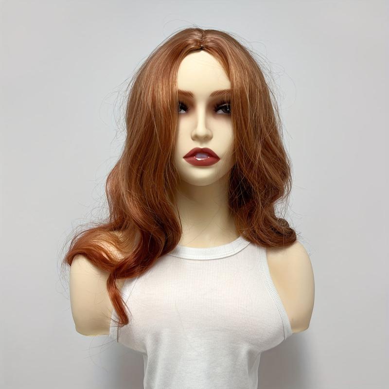 Orange Long Wavy Wig Synthetic Anime Cosplay Halloween Party Wig