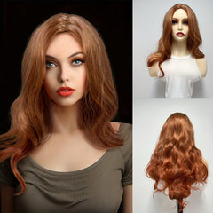 Orange Long Wavy Wig Synthetic Anime Cosplay Halloween Party Wig