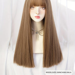 Long Straight Hair Wigs With Bangs Synthetic Hair Replacement Wigs