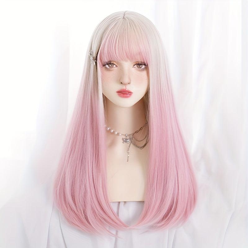 Long Straight Hair Wigs With Bangs Synthetic Hair Replacement Wigs