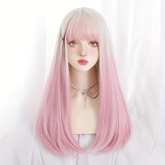 Long Straight Hair Wigs With Bangs Synthetic Hair Replacement Wigs