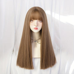 Long Straight Hair Wigs With Bangs Synthetic Hair Replacement Wigs