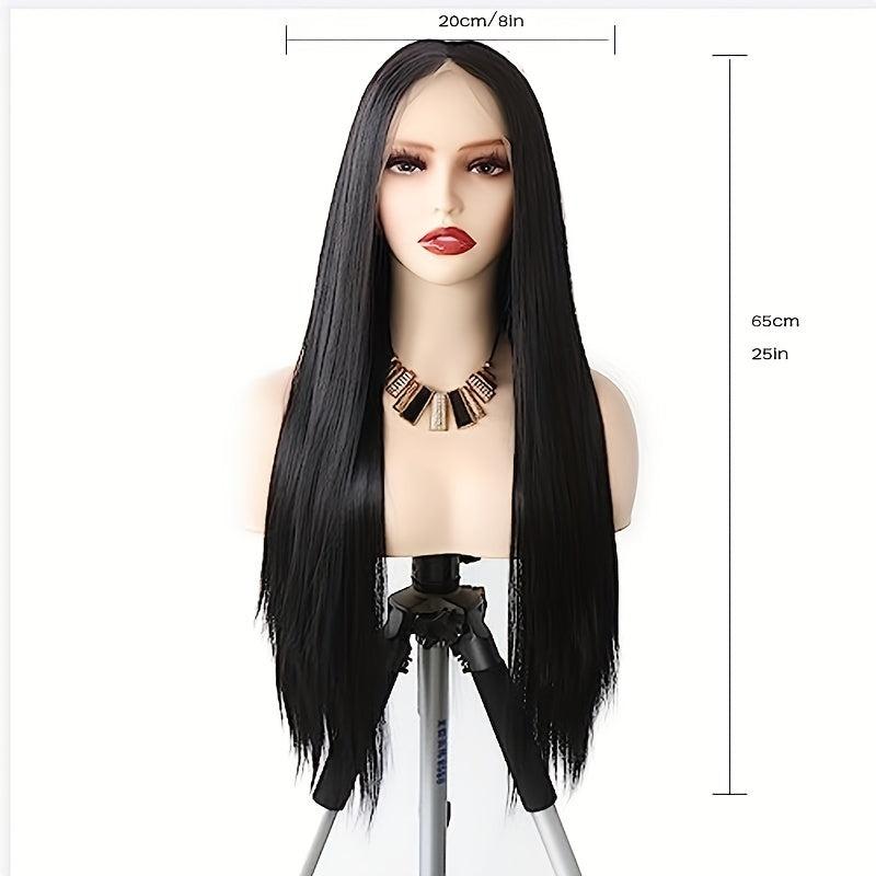 Long Straight Lace Front Wig Middle Part Synthetic Cosplay Daily Party Wig
