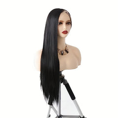 Long Straight Lace Front Wig Middle Part Synthetic Cosplay Daily Party Wig