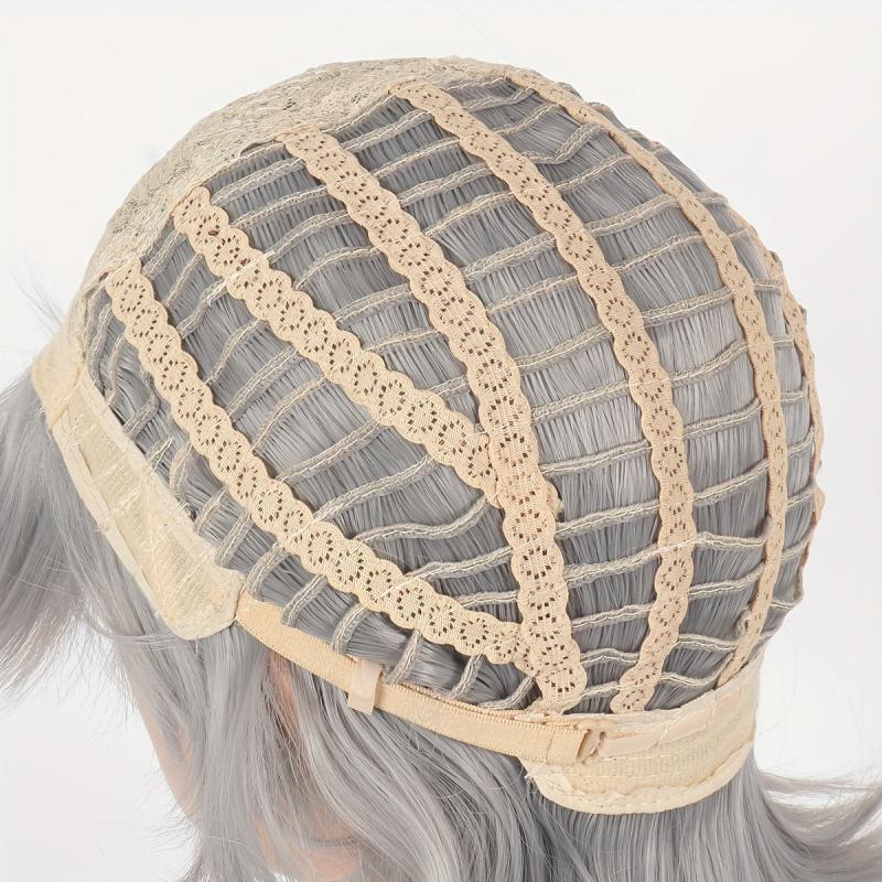 Silvery Gray Pixie Cut Wig Short Synthetic Fiber Hair Replacement Wigs