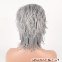 Silvery Gray Pixie Cut Wig Short Synthetic Fiber Hair Replacement Wigs