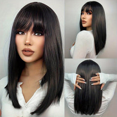 50 8 Cm Dark Brown Long Straight Wigs With Bangs For Women