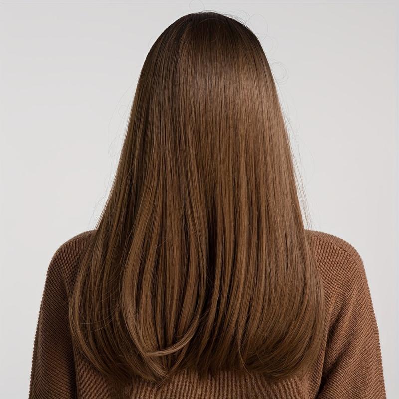 50 8 Cm Dark Brown Long Straight Wigs With Bangs For Women
