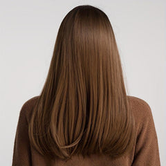50 8 Cm Dark Brown Long Straight Wigs With Bangs For Women