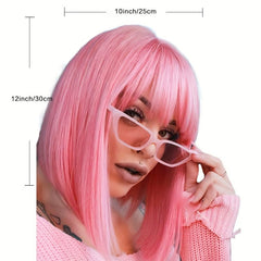 Short Bob Wigs with Bangs for Women - Synthetic Heat Resistant Hair Wigs