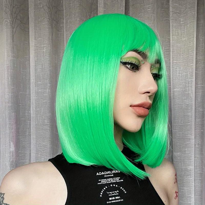 Short Bob Wigs with Bangs for Women - Synthetic Heat Resistant Hair Wigs