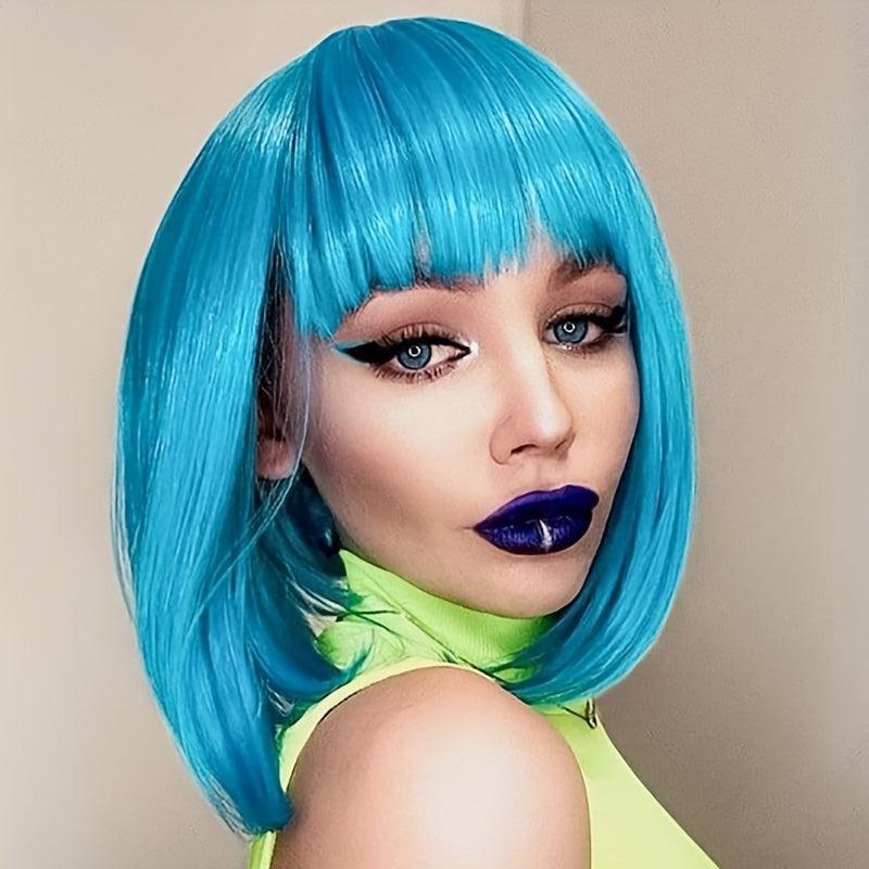 Short Bob Wigs with Bangs for Women - Synthetic Heat Resistant Hair Wigs