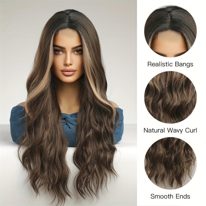 66 cm Curly Wave Lace Front Hair Wigs for Women Girls