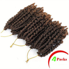 4pack 10inch Short Curly Spring Pre-twisted Braids Crochet Hair Extensions