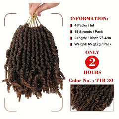 4pack 10inch Short Curly Spring Pre-twisted Braids Crochet Hair Extensions