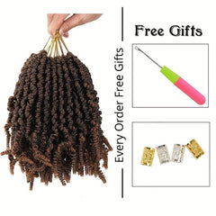 4pack 10inch Short Curly Spring Pre-twisted Braids Crochet Hair Extensions