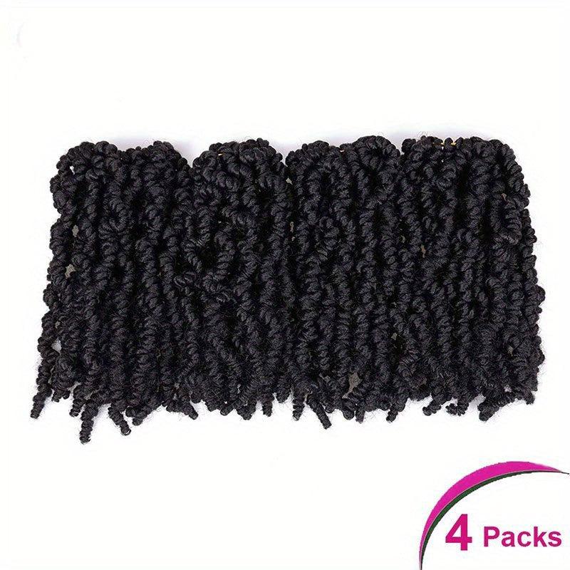 4pack 10inch Short Curly Spring Pre-twisted Braids Crochet Hair Extensions