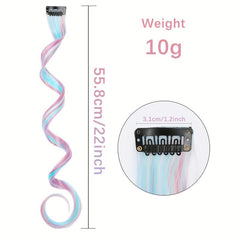10pcs Long Curly Wavy Hair Pieces Y2K Party Highlights Clip In Hair Extensions
