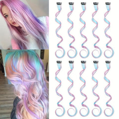 10pcs Long Curly Wavy Hair Pieces Y2K Party Highlights Clip In Hair Extensions