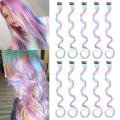 10pcs Long Curly Wavy Hair Pieces Y2K Party Highlights Clip In Hair Extensions