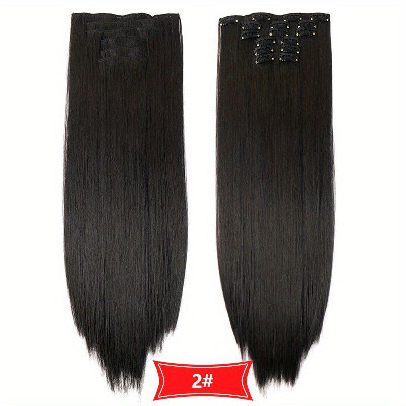 6pcs Straight Hair Extensions 16 Clips Synthetic Fiber Natural Hairpieces