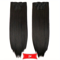 6pcs Straight Hair Extensions 16 Clips Synthetic Fiber Natural Hairpieces