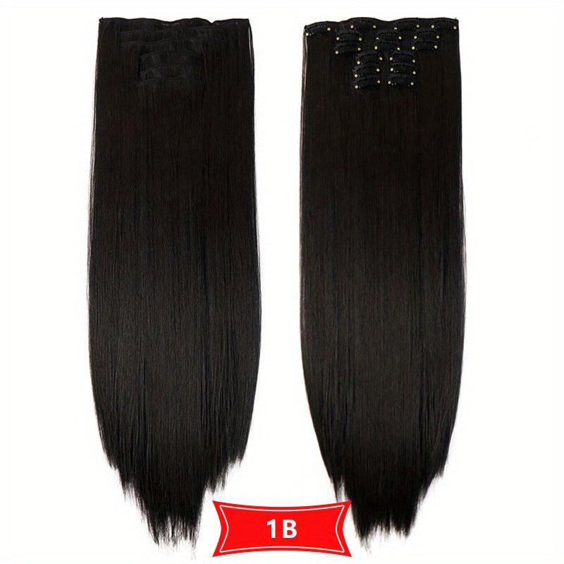 6pcs Straight Hair Extensions 16 Clips Synthetic Fiber Natural Hairpieces