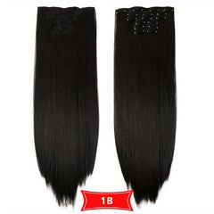 6pcs Straight Hair Extensions 16 Clips Synthetic Fiber Natural Hairpieces