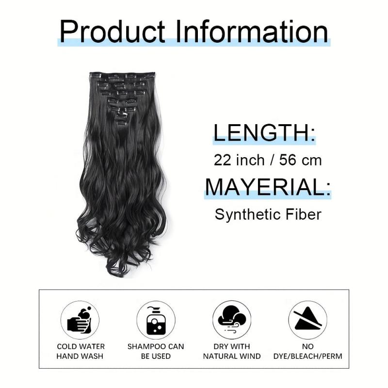 7pcs Clip-In Curly Wavy Hair Extensions 55-88cm Long