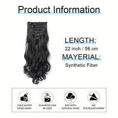7pcs Clip-In Curly Wavy Hair Extensions 55-88cm Long