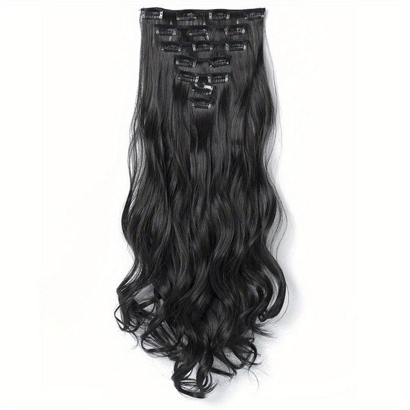 7pcs Clip-In Curly Wavy Hair Extensions 55-88cm Long
