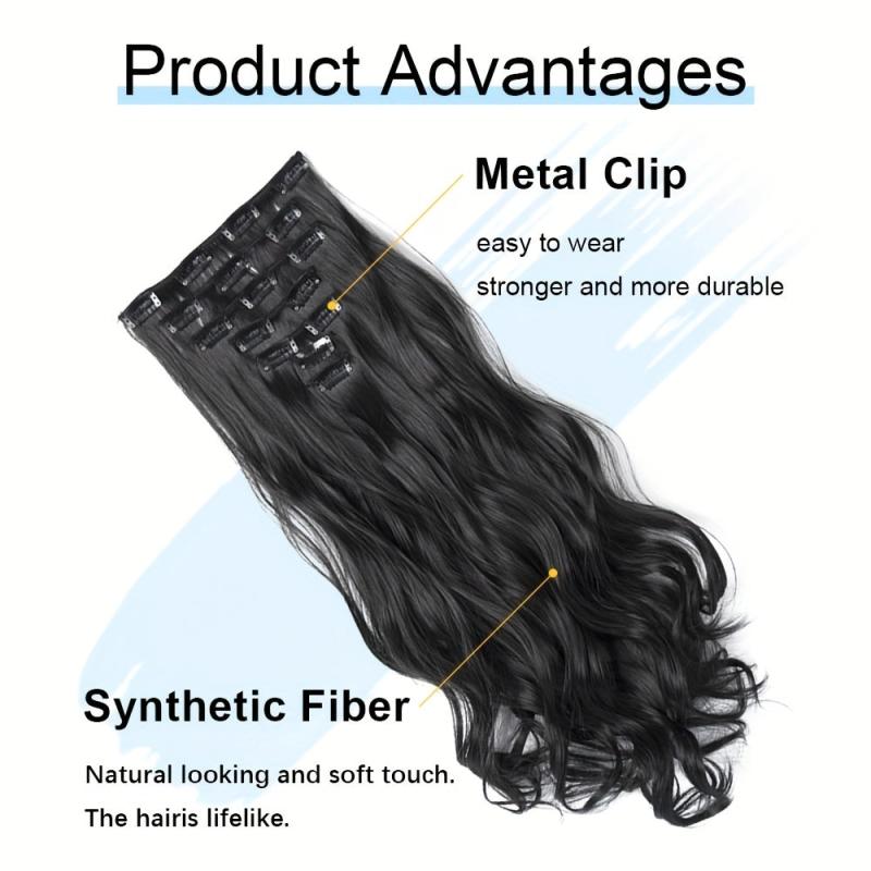 7pcs Clip-In Curly Wavy Hair Extensions 55-88cm Long