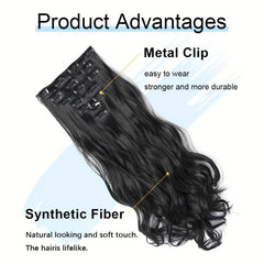 7pcs Clip-In Curly Wavy Hair Extensions 55-88cm Long