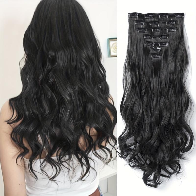 7pcs Clip-In Curly Wavy Hair Extensions 55-88cm Long