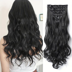 7pcs Clip-In Curly Wavy Hair Extensions 55-88cm Long