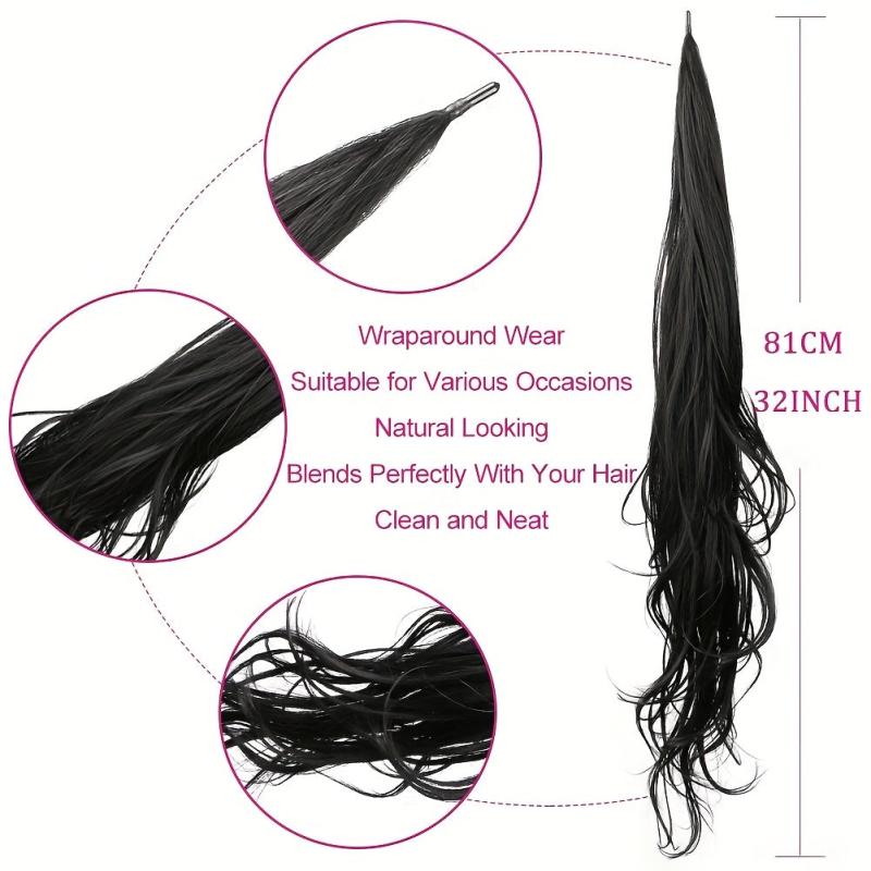 Long Curly Wavy Synthetic Ponytail Extensions 28 Cm