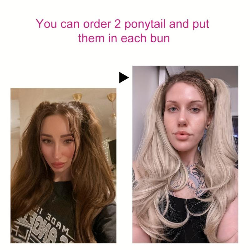 Long Curly Wavy Synthetic Ponytail Extensions 28 Cm