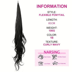 Long Curly Wavy Synthetic Ponytail Extensions 28 Cm