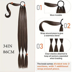 36 Cm Long Braided Ponytail Hair Extensions Straight