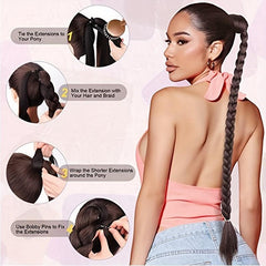36 Cm Long Braided Ponytail Hair Extensions Straight
