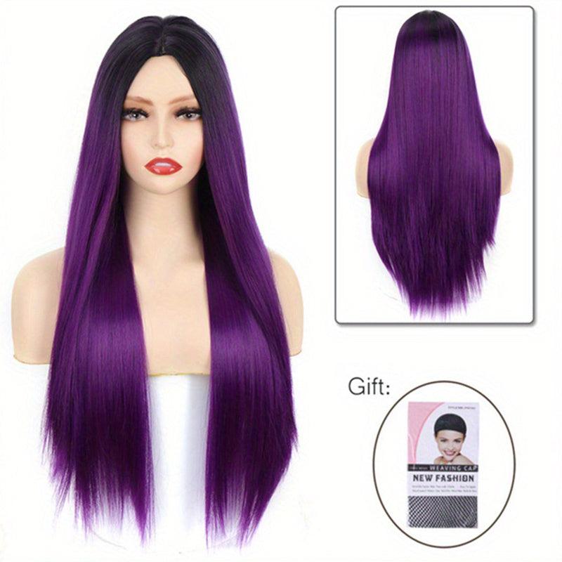 Long Straight Heat Resistant Wig Grey for Women
