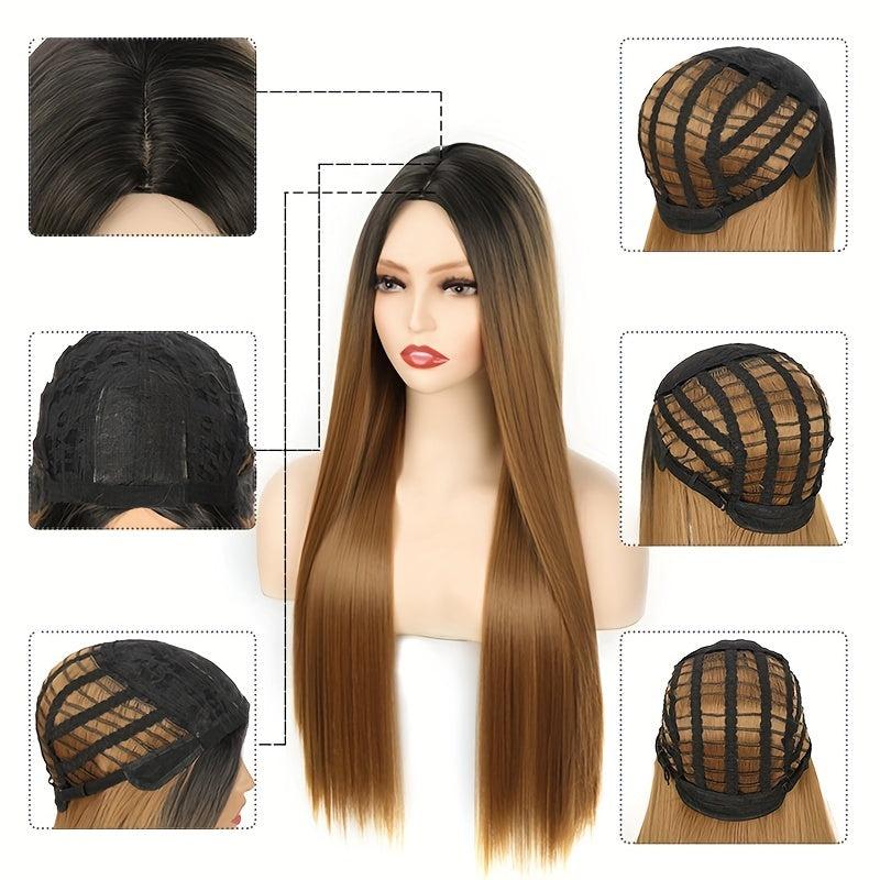Long Straight Heat Resistant Wig Grey for Women
