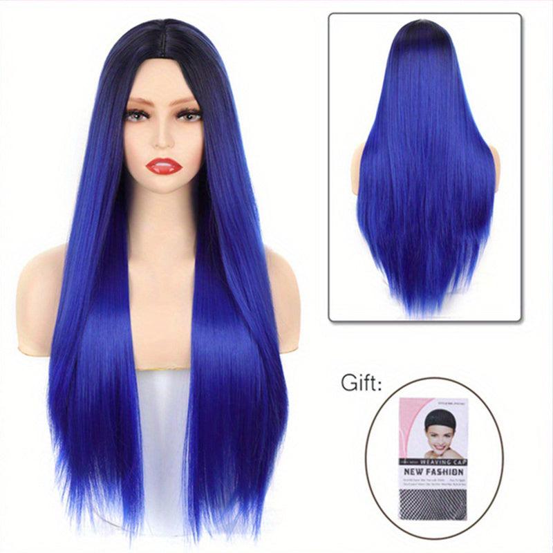 Long Straight Heat Resistant Wig Grey for Women
