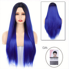 Long Straight Heat Resistant Wig Grey for Women