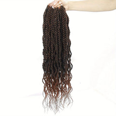 45-72 cm Wavy Senegalese Twist Crochet Hair Braids with Wavy Ends