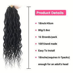 45-72 cm Wavy Senegalese Twist Crochet Hair Braids with Wavy Ends