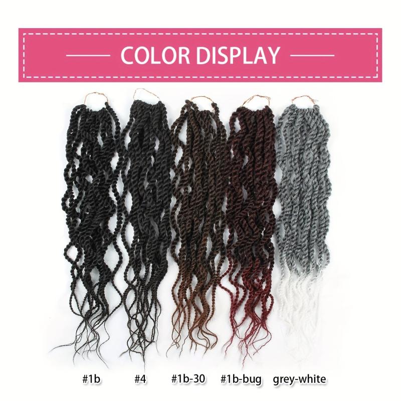 45-72 cm Wavy Senegalese Twist Crochet Hair Braids with Wavy Ends